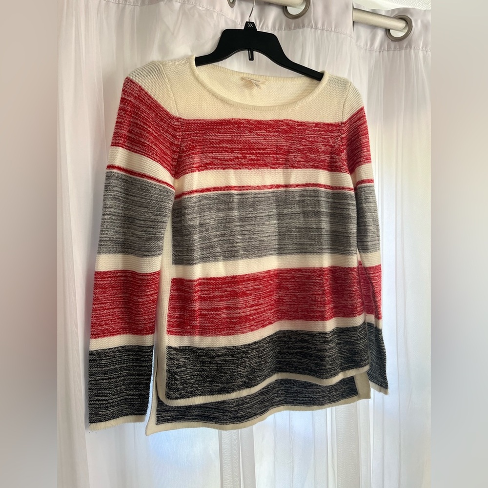 Women’s Winter Warm Sweater Size Large Westbound Striped Red black White